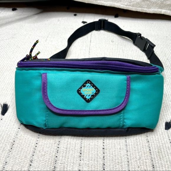 Vintage Sport Zone Teal Purple Fanny Pack - Picture 1 of 6